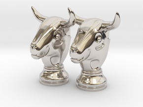 Pair Chess Bull Big | Timur Thaur in Rhodium Plated Brass