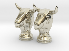 Pair Chess Bull Big | Timur Thaur in 14k White Gold