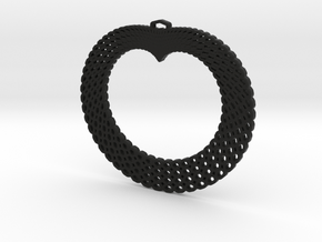 Crochet Heart Pendant in Black Natural Versatile Plastic