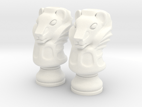 Pair Lion Chess Big / Timur Asad Piece in White Processed Versatile Plastic