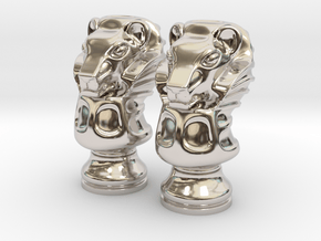 Pair Lion Chess Big / Timur Asad Piece in Rhodium Plated Brass
