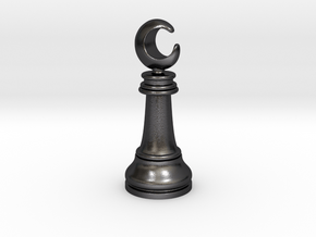 Single Chess Moon Queen / Revealer in Polished and Bronzed Black Steel