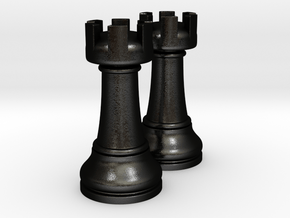 Pair Rook Chess Big Solid | TImur Rukh in Matte Black Steel