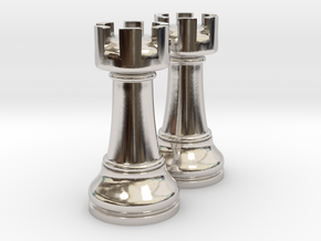 Pair Rook Chess Big Solid | TImur Rukh in Rhodium Plated Brass
