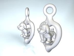 Puppy earrings in Polished Nickel Steel