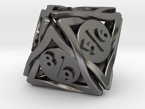 Large 'Twined' Dice D8 Spindown Tarmogoyf P/T Die in Polished Nickel Steel