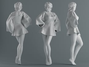 Skirt Girl-005 scale 1/10 in White Processed Versatile Plastic