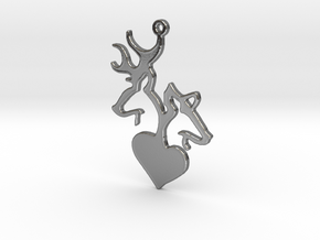 Deer and Doe pendant in Polished Silver