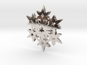 Wings Snowflake - 3D in Rhodium Plated Brass