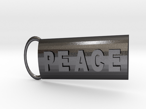 Peace Keyring in Polished and Bronzed Black Steel