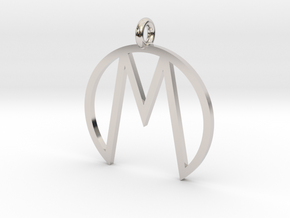 M Pendant in Rhodium Plated Brass