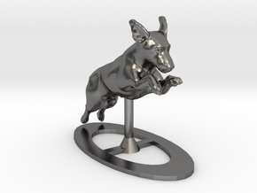 Jumping Up Jack Russell Terrier 1 in Polished Nickel Steel