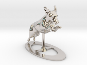 Jumping Up Jack Russell Terrier 1 in Rhodium Plated Brass