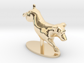Jumping Up Jack Russell Terrier 2 in 14k Gold Plated Brass