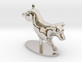 Jumping Up Jack Russell Terrier 2 in Rhodium Plated Brass