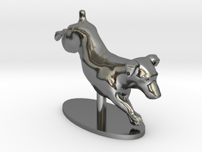 Jumping Up Jack Russell Terrier 2 in Fine Detail Polished Silver