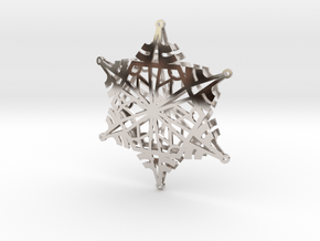 Arcs Snowflake - 3D in Rhodium Plated Brass