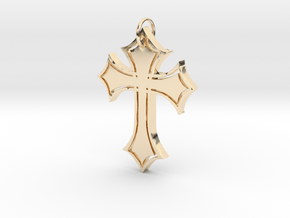 Christian Cross Pendant in 14K Yellow Gold