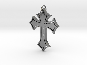 Christian Cross Pendant in Polished Silver