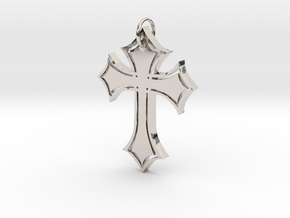 Christian Cross Pendant in Rhodium Plated Brass