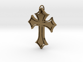 Christian Cross Pendant in Polished Bronze