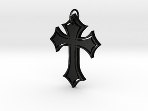 Christian Cross Pendant in Matte Black Steel