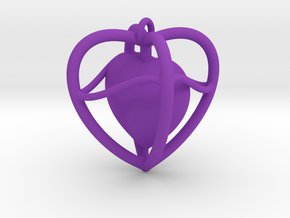 Heart Pendant  in Purple Processed Versatile Plastic