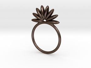 Demi Flower Ring in Polished Bronze Steel
