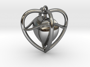 Heart Pendant  in Fine Detail Polished Silver