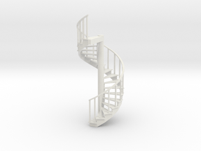 12' Spiral Stair 1:48 Right Railing in White Natural Versatile Plastic