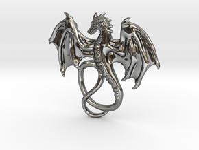 Dragon Pendant in Fine Detail Polished Silver