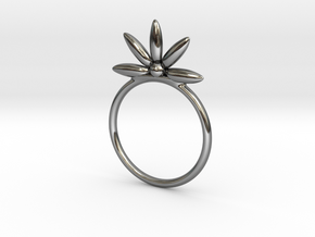 Flower Stacking Ring in Fine Detail Polished Silver