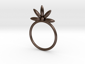 Flower Stacking Ring in Polished Bronze Steel