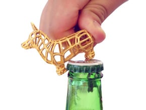 Corgi Bottle Opener Keychain in Polished Gold Steel