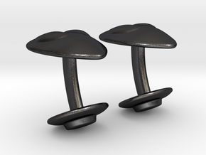 Alien Abductor Cufflinks in Polished and Bronzed Black Steel