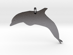Dolphin Necklace Piece in Polished and Bronzed Black Steel