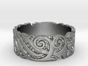 Ocean Kelp Forest Ring in Natural Silver