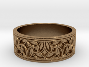 Gothic Pinwheel Tracery Ring in Natural Brass