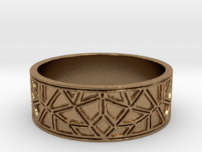 Moorish Geometric Lattice Ring in Natural Brass