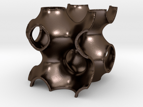 0165 F(x,y,z)=0 [Cos(x)+Cos(y)+Cos(z)] #001 in Polished Bronze Steel