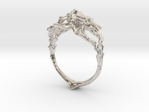 Ring Nouveau03 V02 in Rhodium Plated Brass