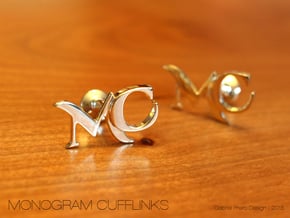 Monogram Cufflinks MC in 18k Gold Plated Brass