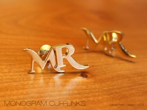 Monogram Cufflinks MR in 18k Gold Plated Brass