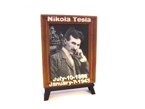 'Nicola Tesla' 3D Relief Micro-Painting / Large in Full Color Sandstone