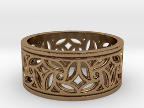 Gothic Pinwheel Tracery Ring (Open) in Natural Brass
