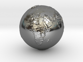 Earth Relief in Fine Detail Polished Silver