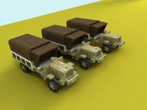 6mm WW1 light trucks (3) With tent in Smoothest Fine Detail Plastic