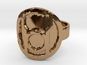 Red Lantern Ring in Polished Brass