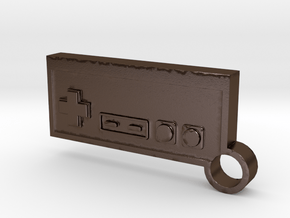 NES Controller Keychain in Polished Bronze Steel