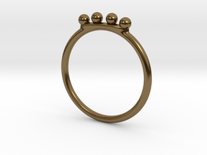 4 Bead Stacking Ring  in Polished Bronze